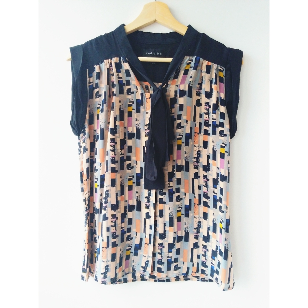 Silk neck tie blouse